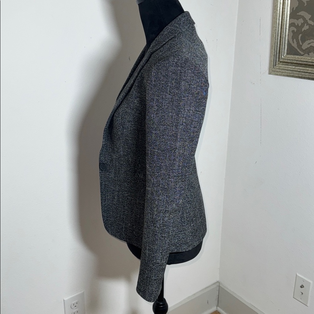 Express Heather black white single button front Women's Blazer‎ Sz 00 - Picture 3 of 7